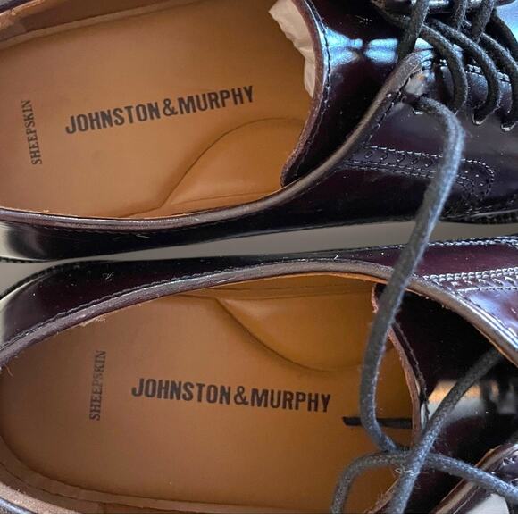 Men's 10D JOHNSTON & MURPHY Men's Burgundy Bradford  Brush Off Finish Shoes  IOB - Picture 7 of 14